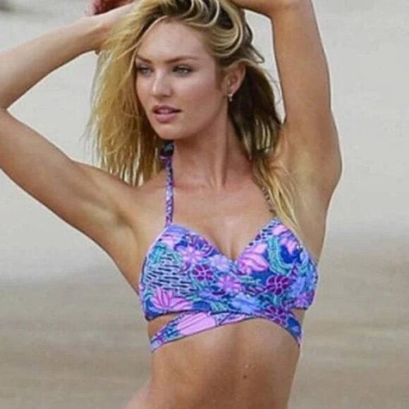 VICTORIA'S SECRET The Wrap Halter Aztec Push-Up Bikini Top 34D Underwire Swim - Picture 11 of 11